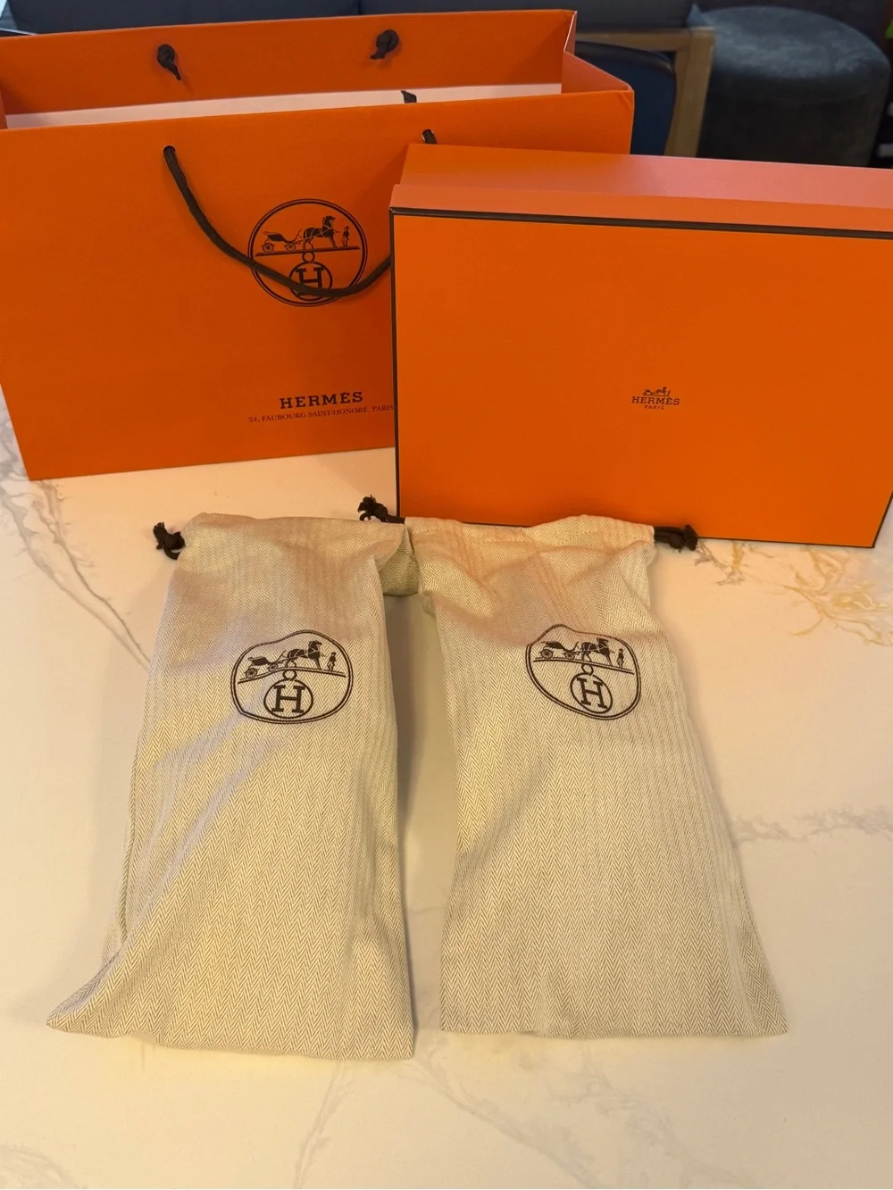 Hermes Men's Tan Leather 'Chypre' Slide Sandals